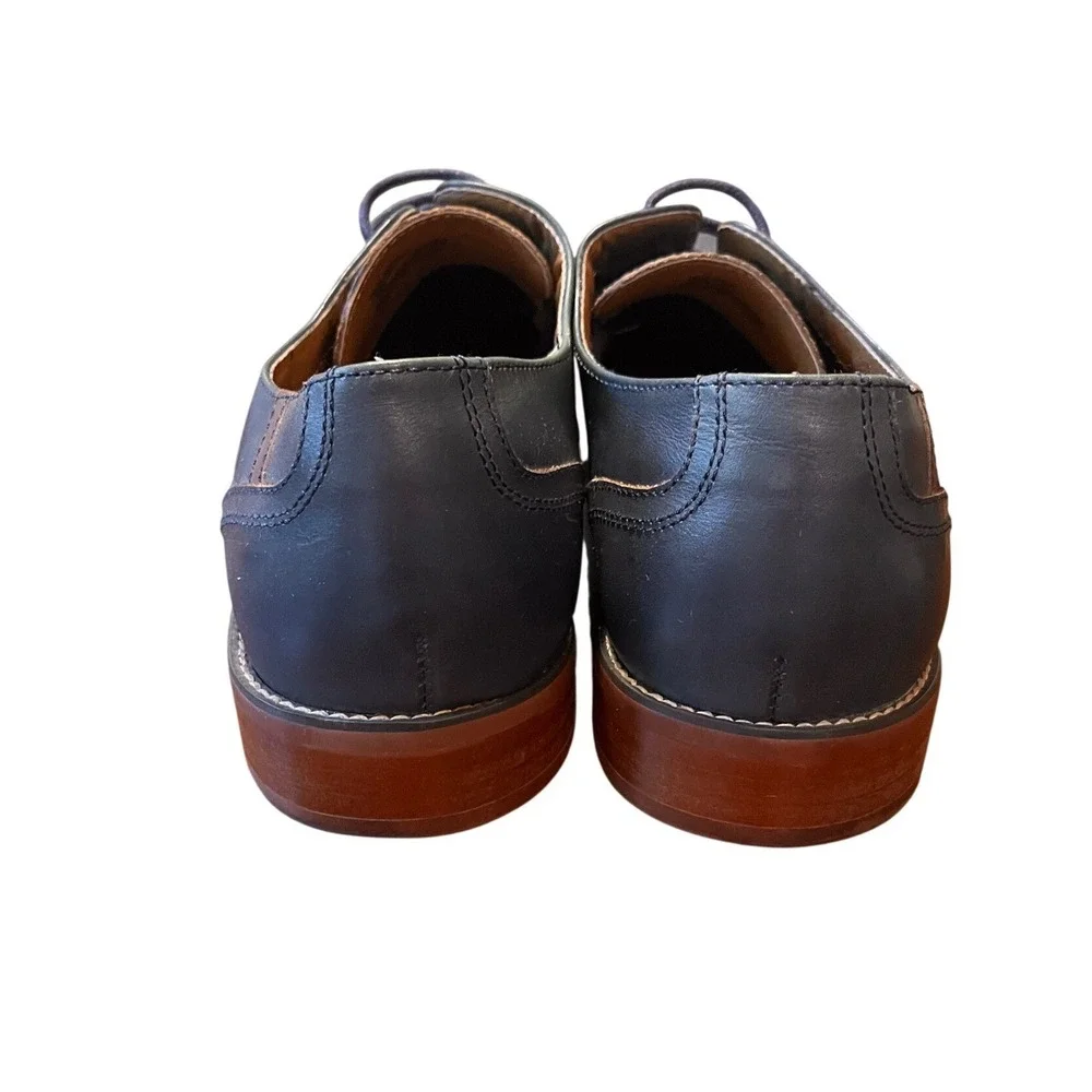 Steve Madden Mens Sz 12 Navy Blue Leather Oxford Dress Shoes Textured Weave